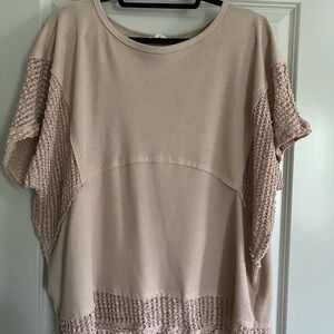 ANDREE BY UNIT Crochet-Sleeve Knit Tunic in Blush Taupe